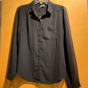 Frenchie Sheer Button Down Blouse